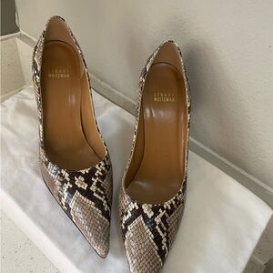 Stuart Weitzman Snakeskin Heels - Tan and Black